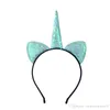 Baby Sequins Unicorn Tiaras for Festival Halloween Lovely Cat Ears Girls Hair Sticks Kids Hair Bow Headband