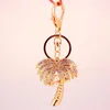 High Quality 3pcs/Lot Crystal Rhinestone Pearl Paved Gold Alloy Coconut Tree Bag Buckle Key Chain Key Ring Car Pendant Charm