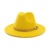 2020 Autumn Winter Women Men Wool Felt Panama Hat Jazz Fedora Bowler Hats Belt Buckle Decor Flat Brim Cowboy Trilby Hat