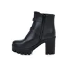 Hot Sale- Luxury White Black Buckle Chunky Heels Motocycle Booties Come With Box