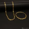 8mm Puffed Mariner Link Chain Armband Set Goud Verzilverd Hip Hop Punk Sieraden Franse koffieboon sieraden