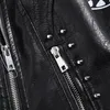 Damskie kurtki skórzane nit zamek błyskawiczny Drukuj motocykl motocyklowy cekinowy regulowany talia splatane płaszcze kobiety krótkie szczupłe odzież wierzchnią WP0