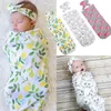 Ins Baby Swaddle Deken Hoofdband 2 stks 1 Set Pasgeboren Baby Floral Swaddle Deken Peuter Ontvangen Deken Zuigeling Swaddle Wrap Ka7754