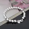 OMHXZJ STRANDES PRÉDIQUES entières Personnalité Fashion Woman Girl Girl Party Gift 10 mm Solid Beads Chain 925 Sterling Silver Bracelet BR059763730