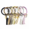 10 Stks Gemengde Kleuren PU Lederen O Sleutelhanger Aangepaste Circle Kwastje WristLet Armband Sleutelhanger Vrouwen Meisje Sleutelringen Polsriem