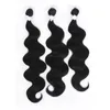 Borgonha Bundles com costurar em extensões de cabelo Máquina de onda corporal wefts duplos cabelos corporais tecidos sintéticos marley moda trançando wafts cabelo