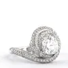 Vecalon Unikalna Obiecka Pierścień 925 Sterling Silver Pave Ustawianie diamentów CZ Zaręczynowy Zespół Ślubny Pierścienie Dla Kobiet Biżuteria Bridal
