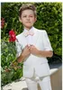 Summer White Boy's Formal Wear Peaked Lapel Short Sleeves Slim Fit Kids Wedding Tuxedos Prom Party Pants Suits (Jacket+Pants)