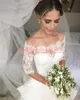 Elegance Half Sleeve Arabic Lace Wedding Dresses Country Ruffle Tiers Sheer Custom Formal Vestido de novia Bridal Gown Plus Size Bride Ball
