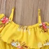 Été enfants filles vêtements ensembles enfant en bas âge bébé fille vêtements Floral licou topshorts pantalon 2 pièces vêtements jaune plage tenues8728231