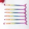 6/10Pcs Mermaid Brushes Makeup Kit Beauty Tools Fish Tail Brush Cleaner Rainbow Eye Shadow Blush Powder Face Brush Sets