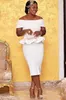 2019 Короткие коктейльные платья больших размеров с открытыми плечами и баской Дешевые арабские африканские вечерние платья219I