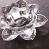 Glass Lotus Flower Candle Holder High Quality Crystal Tea Light Candlestick Handgjorda buddhistiska hantverk Heminredning 8 färger