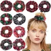 Christmas Girl Hair Scrunchy Ring Elastic Hair Bands Snowflake Red Plaid Large Intestine Sports Dance Scrunchie Soft Hairband M548