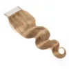 8 Ash Blonde Human Hair Weave Bunds med stängning Brasiliansk jungfru hår 34 Bunds med 4x4 spetsstängning Remy Human Hair Extens5080577