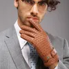 Fashion-Gloves for Men New High-end Weave Genuine LeatherSolid Wrist Sheepskin Glove Man Winter Warmth Driving222o