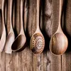 7st Thailand Teak Natural Trä Köksartiklar Sked Ladle Turner Lång Rice Colander Soppa Skimmer Matlagning Skedar Scoop Kök Tool Set