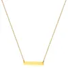 New Personalized Simple Style Blank Bar Pendant Necklace Gold Silver Color Stainless Steel Rectangle Pendant Necklace For Women jewelry