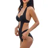 One Piece Projektant Swimsuit Swimsuit Seksowne czarne kantar wycięty bandaż pływanie kąpiel Kącik Szybkie suche stroje kąpielowe dla kobiet313N7414343