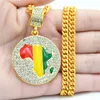 2 Maten Goud Jamaican Afrika Continent Afrikaanse Ronde Hanger Cuba Chain Ketting Hip Hop Sieraden