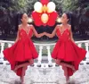 2019 a buon mercato Red High Low Homecoming Dress Spaghetti Straps Juniors Sweet 15 Graduation Cocktail Party Dress Plus Size Personalizzato