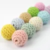 20mm DIY Wooden teether Baby Teether Toys Wooden Crochet beads Round Beads Nursing Jewelry Accessories Handmade Necklace Bracelet