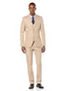 Cool Beige Et Fine Notch Revers Mariage Marié Tuxedos Hommes Costumes Mariage / Bal / Dîner Meilleur Homme Blazer (Veste + Gilet + Pantalon)