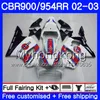 Kropp för Honda CBR900RR CBR 954 RR CBR900 RR CBR954 RR 280HM.26 CBR 900RR CBR954RR 02 03 CBR 954RR 2002 2003 Fairings White Black Stock Kit