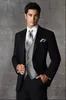 Nuovo smoking da sposo nero a due bottoni su misura con risvolto Groomsmen Best Man Wedding Prom Dinner Suits (giacca + pantaloni + vest + cravatta) 1462