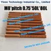 M8x0.75 (Fine Pitch) EDM Copper Orbital thread Electrode, thread length 50mm, total length 80mm for Spark Erosion M8*0.75*50*80 (10pcs/bag)