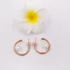 Borchie Perle contemporanee Orecchini a cerchio Pandora Rose Perla coltivata d'acqua dolce Autentico argento sterling 925 Adatto a gioielli stile Pandora europeo Andy 287528P