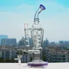 Freezable Coil Bong Recycler Dab Rigs Hookahs 큰 유리 봉 물 파이프 두꺼운 유리 물 봉 14mm 조인트가있는 담배 파이프