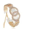 Moda- caliente nuevo doble círculo diamante blanco pulsera abierta pulsera de diamantes de alta calidad pulsera de diamantes completa joyería de novia al por mayor