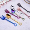 food grade stainless steel soid spade spoon fork coffee spoon stirring spoons new party Home Kitchen Dining Flatware