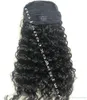 140g 100 Human Afro Kinky Curly Low Ponytail Frisyr Djup Curly Black Weave Ponytail Extension Clip in med kam