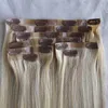 Extensions de cheveux humains Remy à clips sans couture en peau PU, 120 grammes, 8 pièces, nouveaux cheveux Style1644354