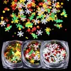 Nail Art Glitter Sequins Stickers Christmas Flake Snowflake Xmas Tree Dots Slice Gel Polska Nails Dekorationer Manikyrverktyg