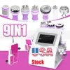 Stock in US 9 in 1 cavitation slimming machine 5mw laser vacuum rf skin tightening micro current ultrasonic portable device