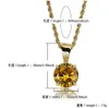 15mm round lab ruby pendant cz solitaire gold silver rose bling bling pendant necklace with 24inch rope chain for men women gifts