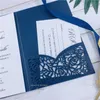 Donanma Mavi Lazer Kesim Cep Düğün Davetiyesi Süitler, Özelleştirilebilir Zarf Ile Davet Ediyor, ÜCRETSİZ UPS tarafından Gönderilir