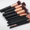 Yüksek Kaliteli Wood'un 12pcs Makyaj Fırçalar Seti Pudra Allık Yüz Fırçası Dudak Göz Farı Kaş Eyeliner Kirpik Fırçası Fırça Güzellik Araçlar Makyaj