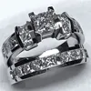 Vecalon Vintage Promise Ring Set 925 Sterling Silver Princess Cut 5a Cyrkon CZ Pierścionki zaręczynowe dla kobiet Mężczyźni Biżuteria Najlepszy prezent