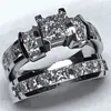 Vecalon Vintage promesse bague ensemble 925 en argent sterling princesse coupe 5A Zircon Cz bagues de fiançailles pour femmes hommes bijoux meilleur cadeau