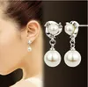 Stylisn Simulated diamond pearl earrings Stud 925 silver beads pendant dangler qualities Women temperament XMAS GIFTS NEW factroy price