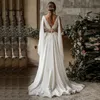 Beach Wedding Dress Cap Sleeve A-Line Chiffon Appliques Lace Princess Bride Dresses Arabic Gown