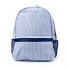 Lacivert büyük seersucker okul çantaları 25pcs lot ga depo pamuk çizgileri klasik sırt çantası yumuşak çocuk kişiselleştirilmiş sırt çantaları çocuk domil106031