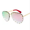 Gros-Nouvelle mode rétro rivets lunettes de soleil grenouille miroir hommes et femmes lunettes de soleil