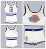 Space Jam Tune Squad Conjunto de damas Camiseta para niñas con pantalones cortos Camiseta de baloncesto blanca LOLA Cosida XS S M L XL