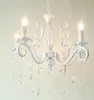 2019 Vintage lustre en cristal en fer forgé lampes suspendues plafonnier blanc E14 bougies luminaire