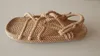 Vente chaude-Gladiateur Corde Sandales pour Femmes Hommes Unisexe Chaussures D'été Naturel Plage Sandales Diapositives Tongs À La Main Beige